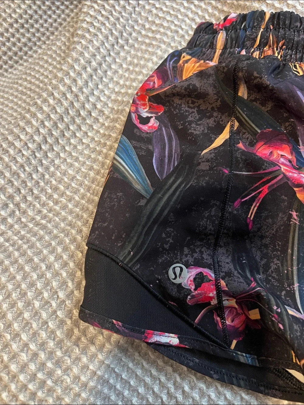 lululemon athletica Hotty Hot Black Floral Athletic Shorts
